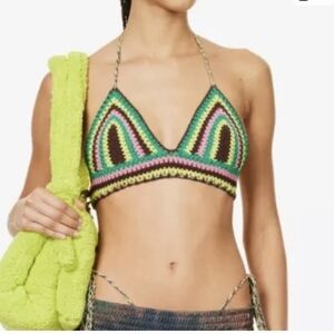Frame X Julia Sarr Jamois Colorful Crochet Bikini Top Size Small